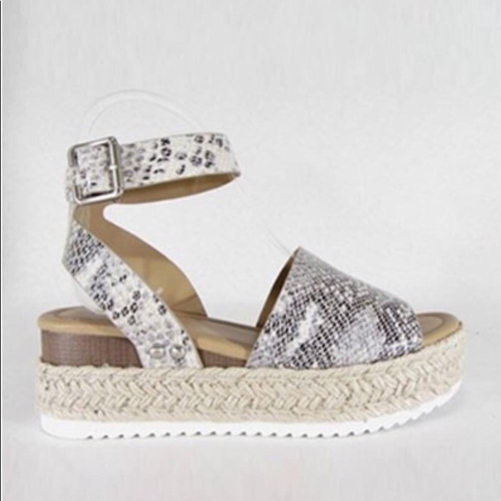 HP Espadrilles platform wedge flat  snake print